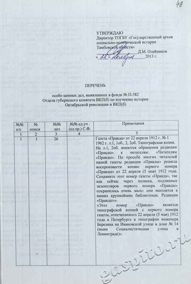 Подробнее о статье Особо ценные документы Отдела губернского комитета ВКП(б) по изучению истории Октябрьской революции и ВКП(б)