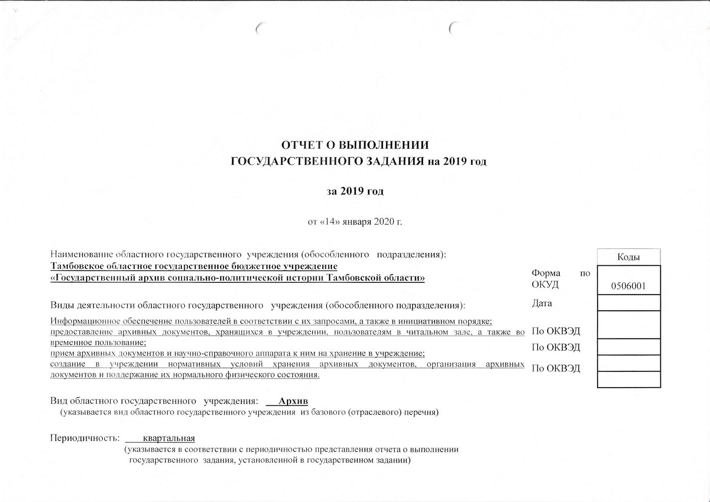 Подробнее о статье Отчет об исполнении государственного задания ТОГБУ «ГАСПИТО» за 2019 г.