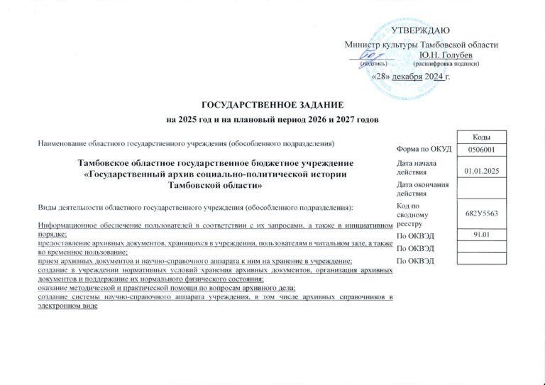 Подробнее о статье Государственное задание ТОГБУ «ГАСПИТО» на 2025 г.