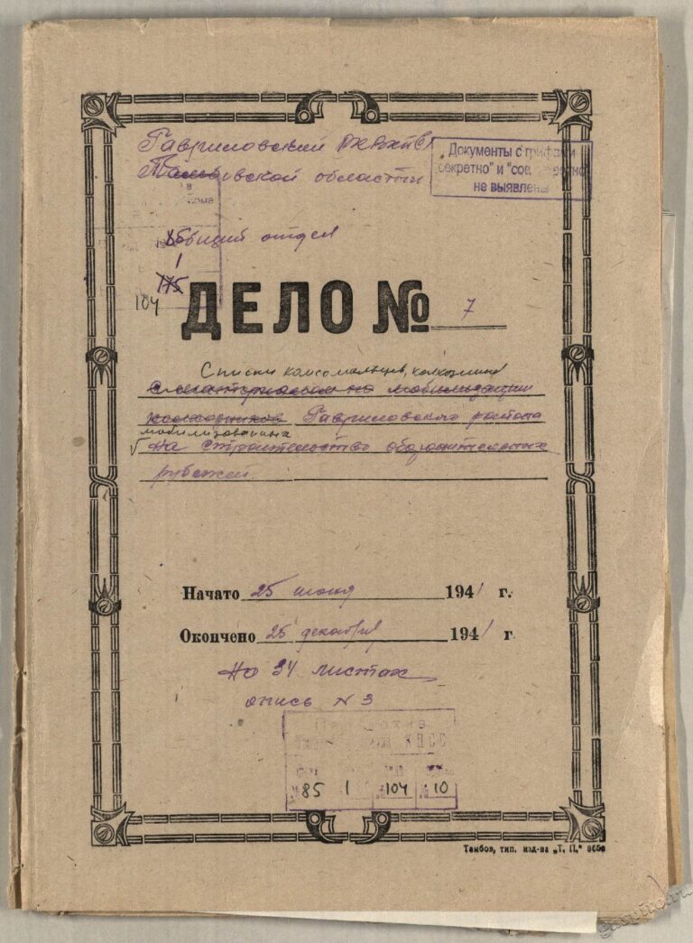 Подробнее о статье Ф. П-85. Оп.1. Д.104